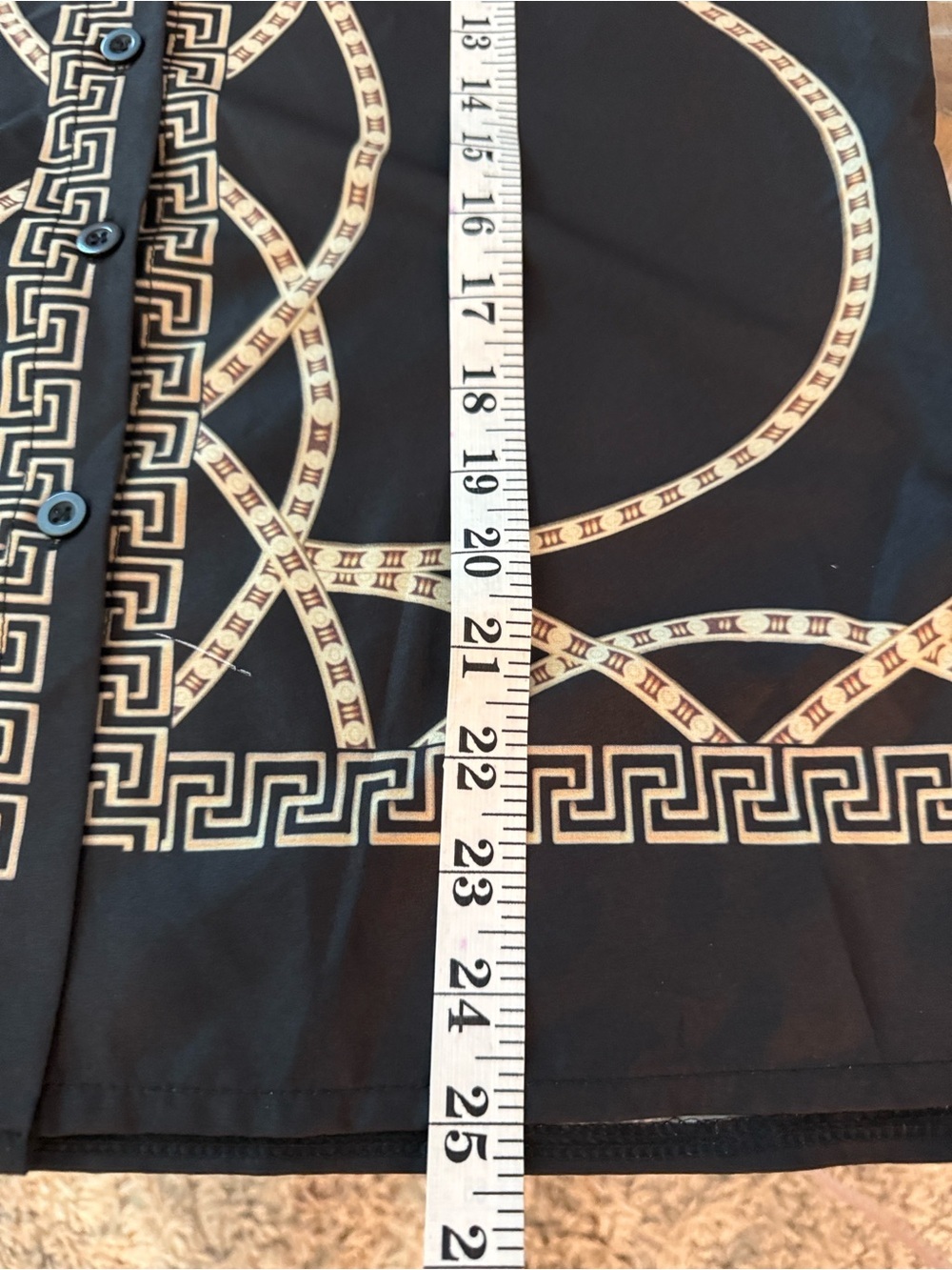 Baroque-Print Button-Up Shirt in Black and Gold - Picture 7 of 15